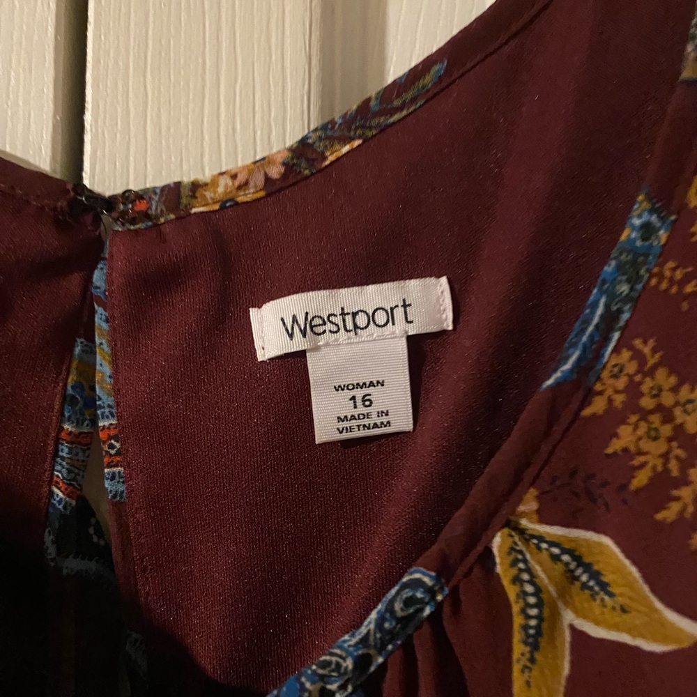 Westport Burgundy Floral Midi Dress - Picture 3 of 6